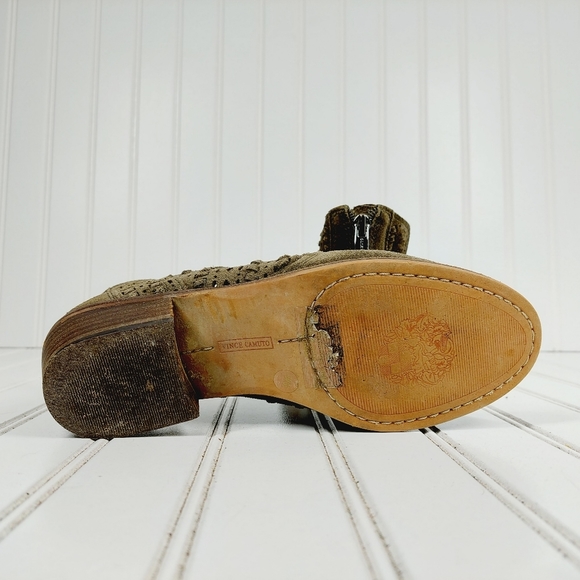 Vince Camuto Prasata Taupe Suede Back Zip Pump Heels Ankle Booties I313 - Picture 10 of 12